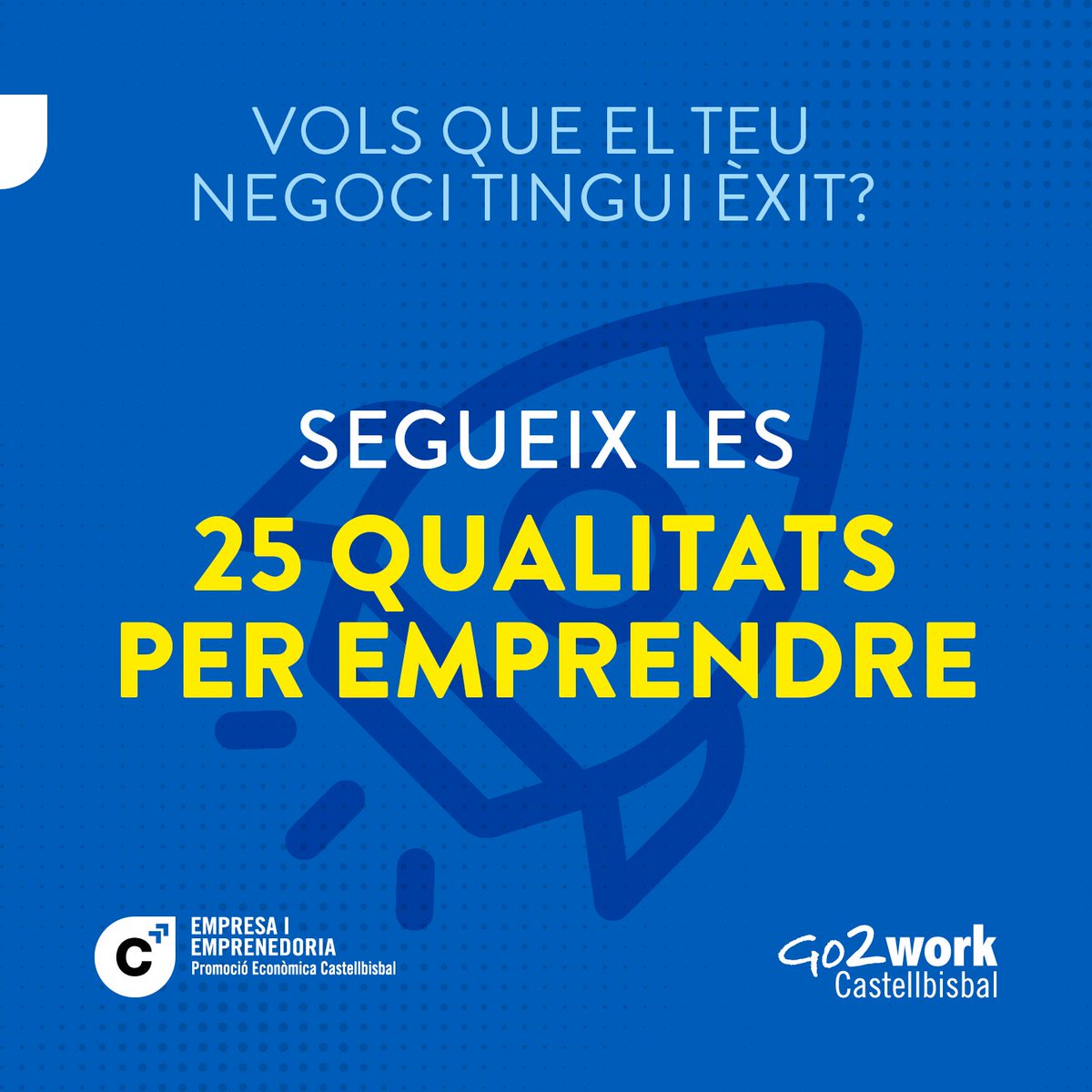 CBComerc's tweet photo. VOLS QUE EL TEU NEGOCI TINGUI ÈXIT? 🔝
Coneix les teves qualitats i fes que el teu negoci creixi!
#qualitatsperemprendre #DibaOberta #Castellbisbal #comerç #serveis #restauració #petitaempresa https://t.co/5pXM9dNCis