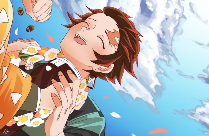 🍙さんがTwitterに投稿した竈門炭治郎(鬼滅の刃)のイラスト。