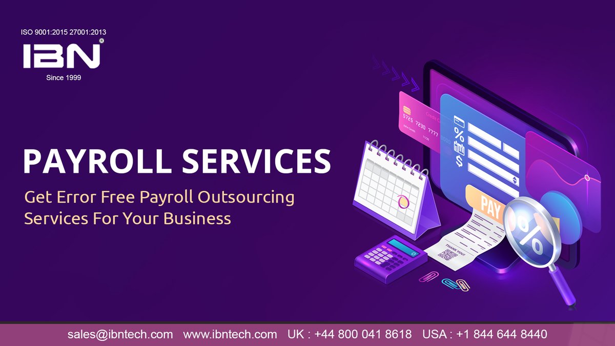 IBNTechnology's tweet image. We know that Accurate Bookkeeping and Payroll Services are essential to a successful operation; that is why IBN Provides a fully managed bookkeeping and payroll service. To know more about our services, contact us today.
ow.ly/5kOm50FCtYs
#outsourcepayrollservices