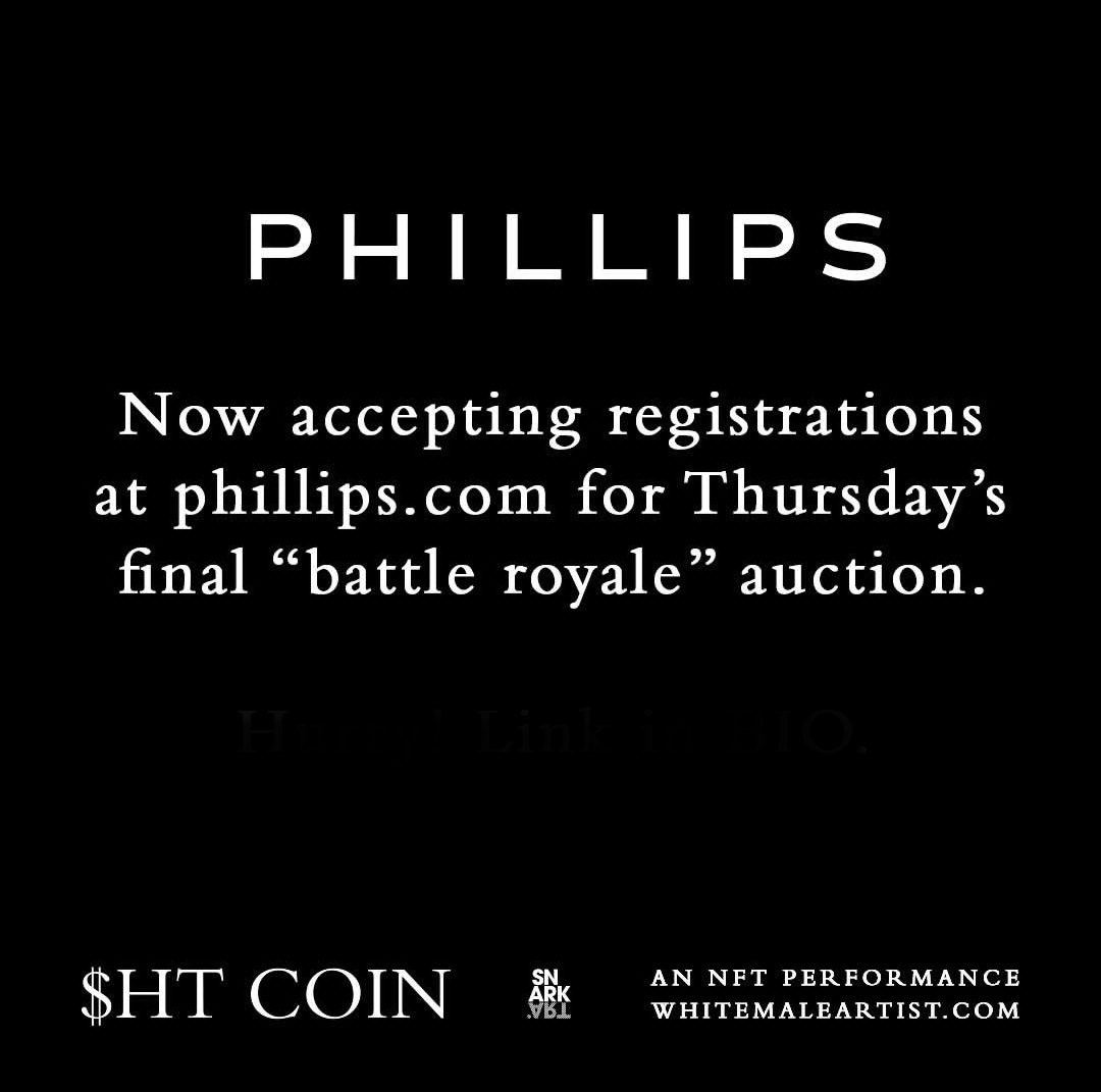 snarkdotart's tweet photo. It's time to register ✍️✅, collect a can ⭐💩 go to the moon🚀✨make history 💪😎!!! 

Today is the day!!The @WhiteMaleArtist #NFT by Internationally renowned artist @CASSILSArtist is going to @phillipsauction. Collect for yourself, tell a bro!

https://t.co/JxHmbriNh3 https://t.co/EqcF4HcgBQ