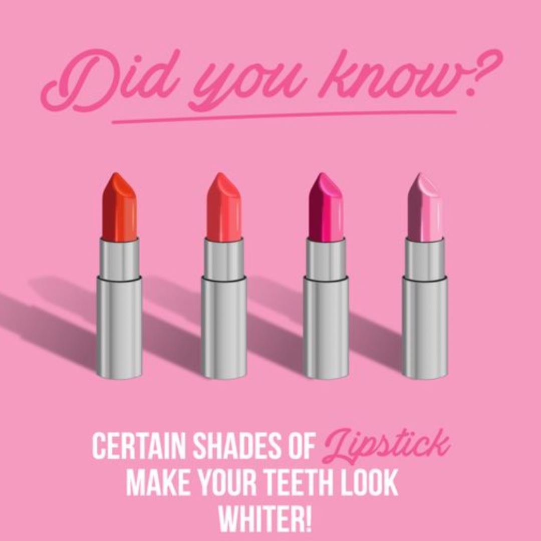 MaryannLehmann's tweet image. When you wear darker lipstick, it can make your teeth appear whiter and brighter. In science, this phenomenon is called metamerism.

#nationallipstickday #maryannlehmanndds #makesciencefun #metamerism #whiteteeth #lipstick #brightsmile #makeuptips #dariendentist #darienct