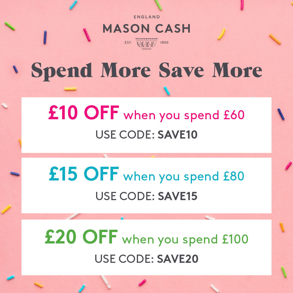 Our Spend More Save More summer promotion is now live. Take up to £20 off your order until Monday 2nd August.

SHOP NOW: masoncash.co.uk/products/

£10 OFF when you spend £60 use code SAVE10
£15 OFF when you spend £80 use code SAVE15
£20 OFF when you spend £100 use code SAVE20
