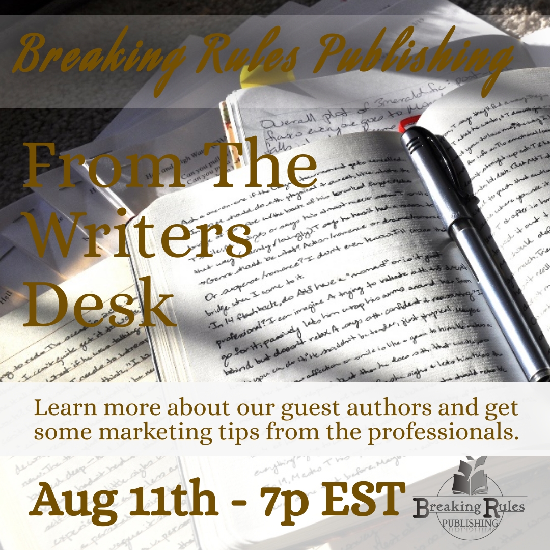 BreakingRules15's tweet image. #Marketers - #Authors - #CoverArtists - #Editors and #Booksellers - BRP is starting up a new video podcast -  From The Writers Desk. Aug 11th at 25th-interested in sharing your experience - your brand and time with us? Email me at info@breakingrulespublishing.com