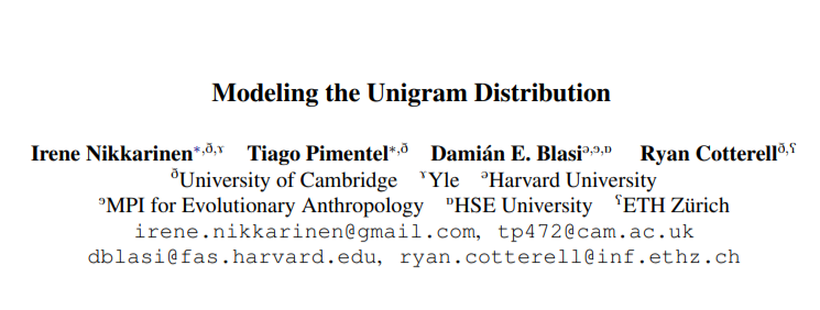 Have you ever wanted to get word token distributions, but had to throw away oov items because simply counting frequencies can’t handle them? This paper is for you!

Just in time for the party, here is a summary of our #ACL2021NLP findings on Modeling the Unigram Distribution :)