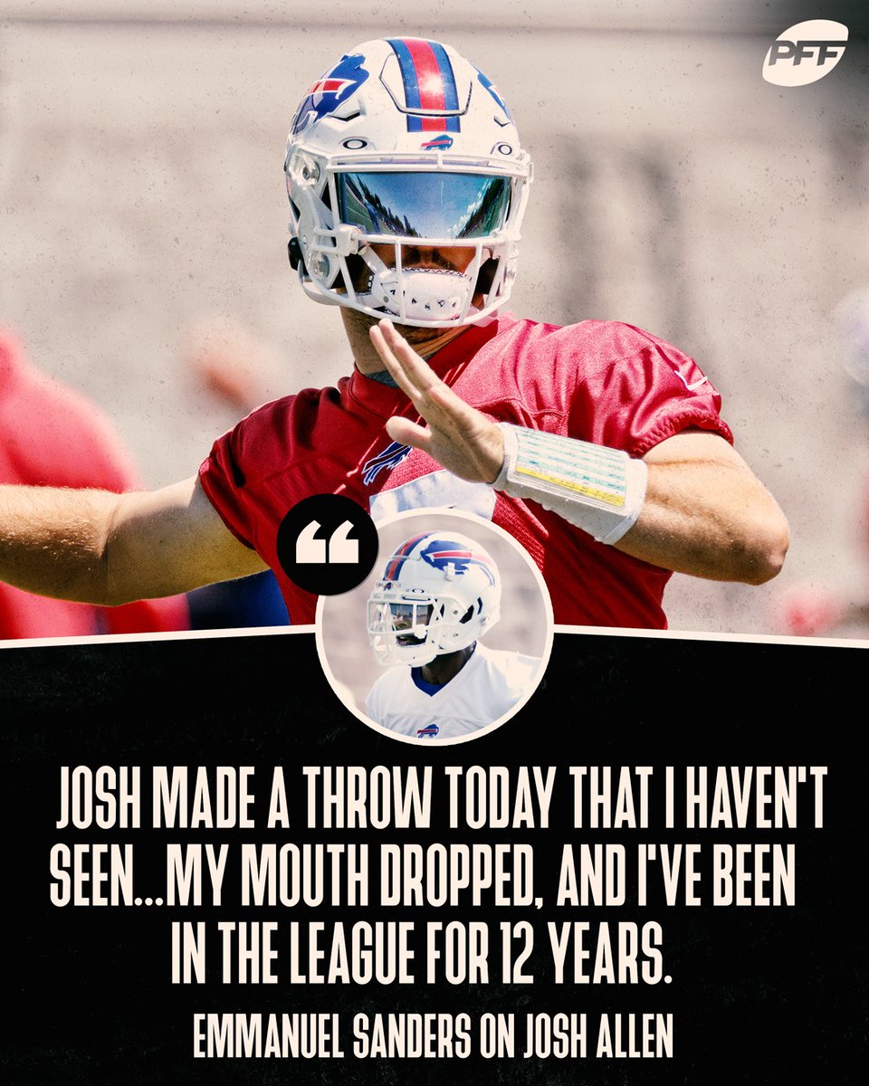 PFF's tweet photo. Josh Allen making jaws drop in camp 🎯🔥 https://t.co/vBE2A0zQ9l