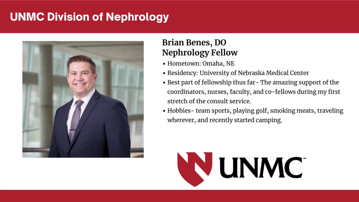 UNMCkidney's tweet photo. welcome to Dr. Brian Benes (@bbenes08)! Dr. Benes joins us after a year as the Ambulatory Chief Resident for @UNMCIMResidency.

his wife @KateLynnMuir1 is a 2nd-year fellow @UNMCHemeOnc! you can find Dr. Benes caring for patients at the Omaha VA this month. #UNMCIM https://t.co/zDRL4PWv6d