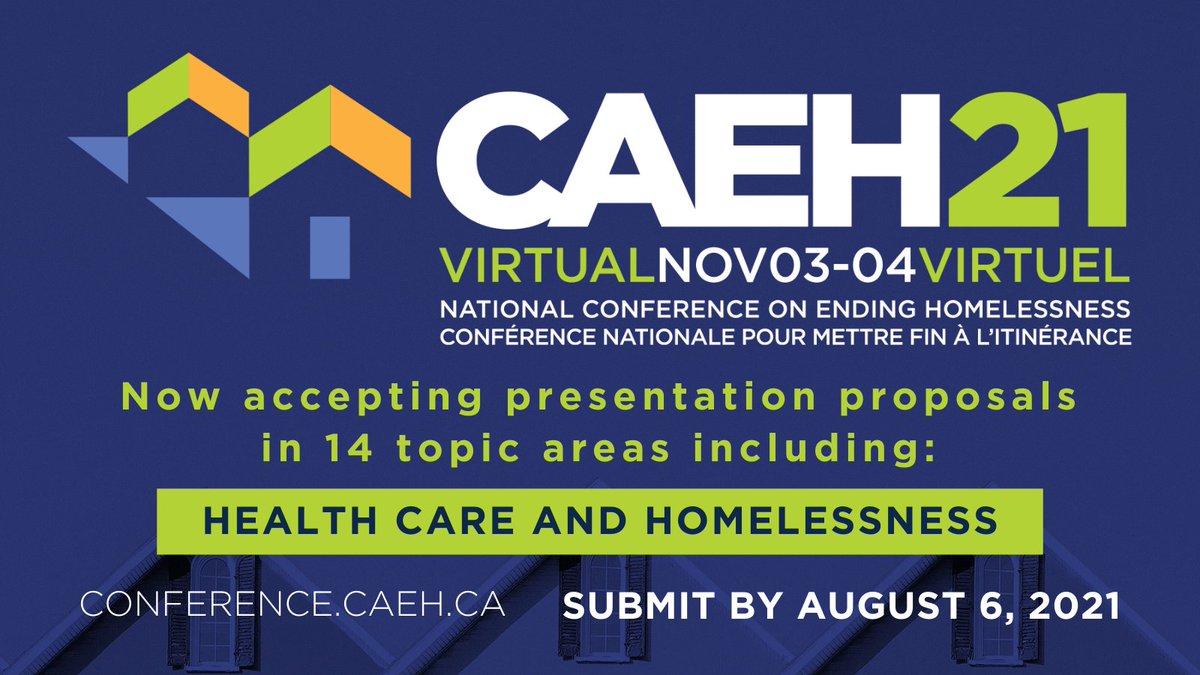 If you're working at the intersection of health care &amp; homelessness, we want to hear from you! 💡 

Submit a presentation proposal for #CAEH21—Canada's largest conference on ending #homelessness—by August 6th!

Learn more: ed.gr/dj1w6