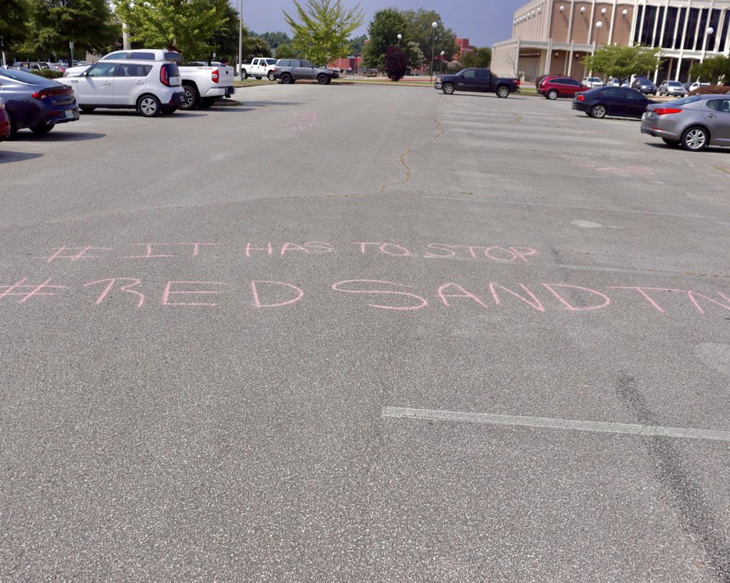 CityofJacksonTN's tweet photo. #RedSandTN - @MayorConger participated in the @RedSandProject at the Carl Perkins Civic Center during #HumanTraffickingAwareness Week. The #RedSandProject sheds light on human trafficking victims that fall through the cracks of our society every day. https://t.co/oV2fdFMkCv https://t.co/y4sH1l93al