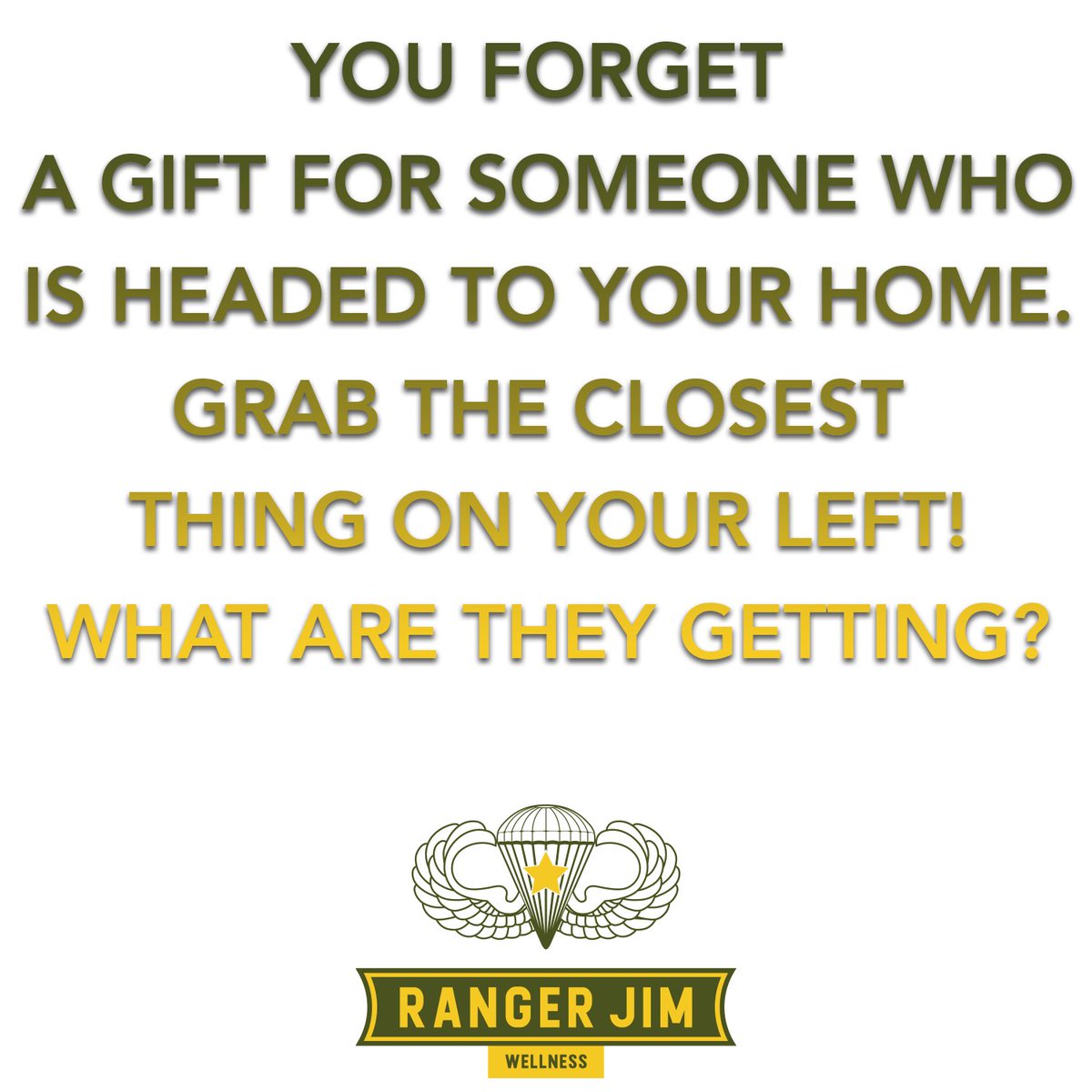 WellnessJim's tweet photo. What's your last minute "gift"? Drop your answer in the comments!

#rangerjimwellness #communityfun #wellness #positivity #veterans #military #veteranhealth #militaryhealth #community #together #happiness #positivelife #healthandwellness
#militarylife #life https://t.co/ltDiQ7zP1W