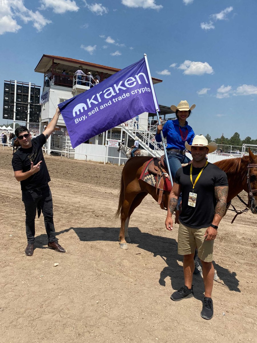 krakenfx's tweet photo. 🐴🤠 We are proud sponsors of Cheyenne Frontier Days!

Look for the Kraken Bank team &amp; Kraken flag at the rodeo 🏜🏦 @Kinitsky @mgiorgio80 https://t.co/R1qI5gUnxp