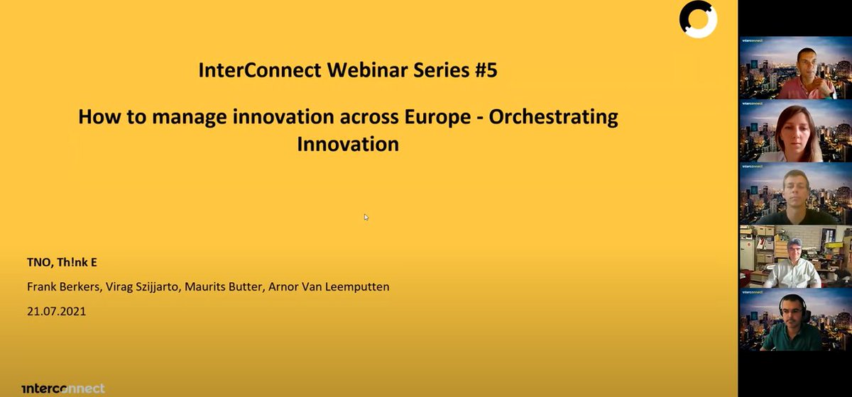 Frank Berkers (TNO) says that it is important to understand innovation diffusion at scale and how to professionalise the business models of innovation hubs? 
<a href="/InterConnectPrj/">InterConnect Project</a> Webinar Series <a href="/TNO_Research/">TNO Research</a> <a href="/thinke_be/">Th!nk E ☀️💨🔋📊</a> <a href="/luis_seca/">Luis Miguel Seca</a> <a href="/INESCTEC/">INESC TEC</a> <a href="/UPorto/">Universidade Porto</a> 👉 ow.ly/ugY650FFw7U