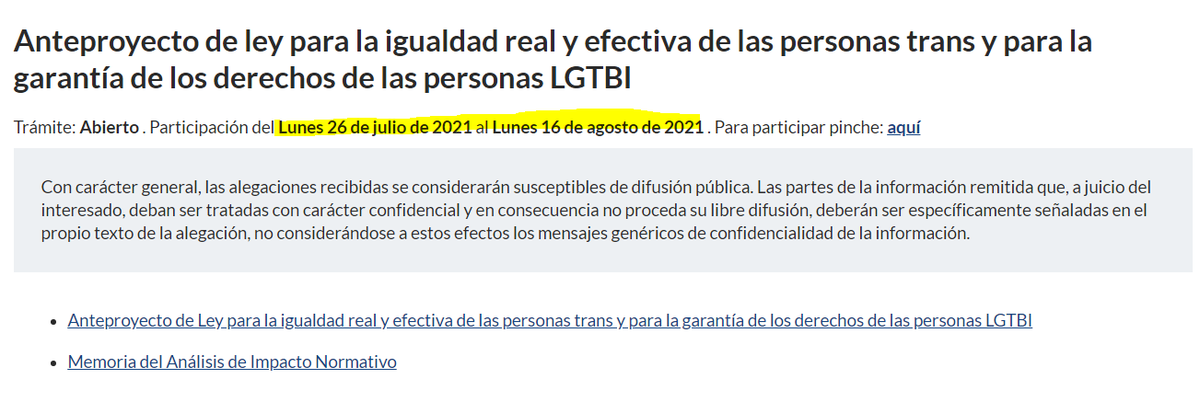 ConfluenciaMF's tweet photo. ‼️4º día hábil PERDIDO de audiencia pública de la ciudadanía al APL de ley Trans.
Hay constancia de innumerables intentos de participación con el resultado de "cerrado".
El plazo debe ser de 20 días mínimo. @IgualdadGob debe resolver el problema técnico y ampliar la fecha límite. https://t.co/K0XZphU4F7