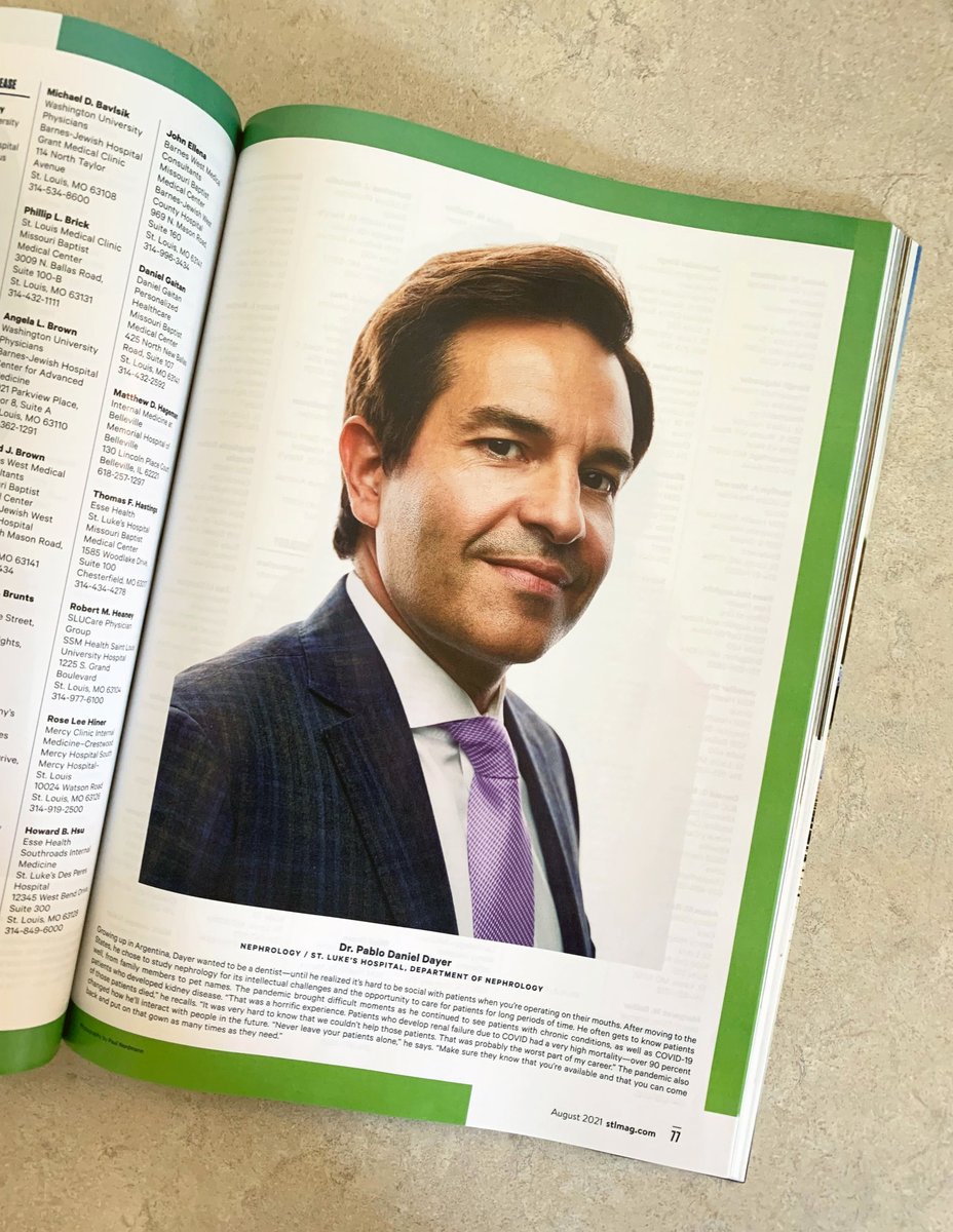 St. Luke's Hospital (@stlukesstl) on Twitter photo The <a href="/stlmag/">St. Louis Magazine</a> Best Doctors issue is out, and we spot a familiar face! Congrats to Dr. Pablo Dayer, a St. Luke's Medical Group nephrologist, on being one of 10 area doctors featured in the issue. Read what he shared on lessons learned from the pandemic. 🩺: bit.ly/STLMagBestDocs… The <a href="/stlmag/">St. Louis Magazine</a> Best Doctors issue is out, and we spot a familiar face! Congrats to Dr. Pablo Dayer, a St. Luke's Medical Group nephrologist, on being one of 10 area doctors featured in the issue. Read what he shared on lessons learned from the pandemic. 🩺: bit.ly/STLMagBestDocs…