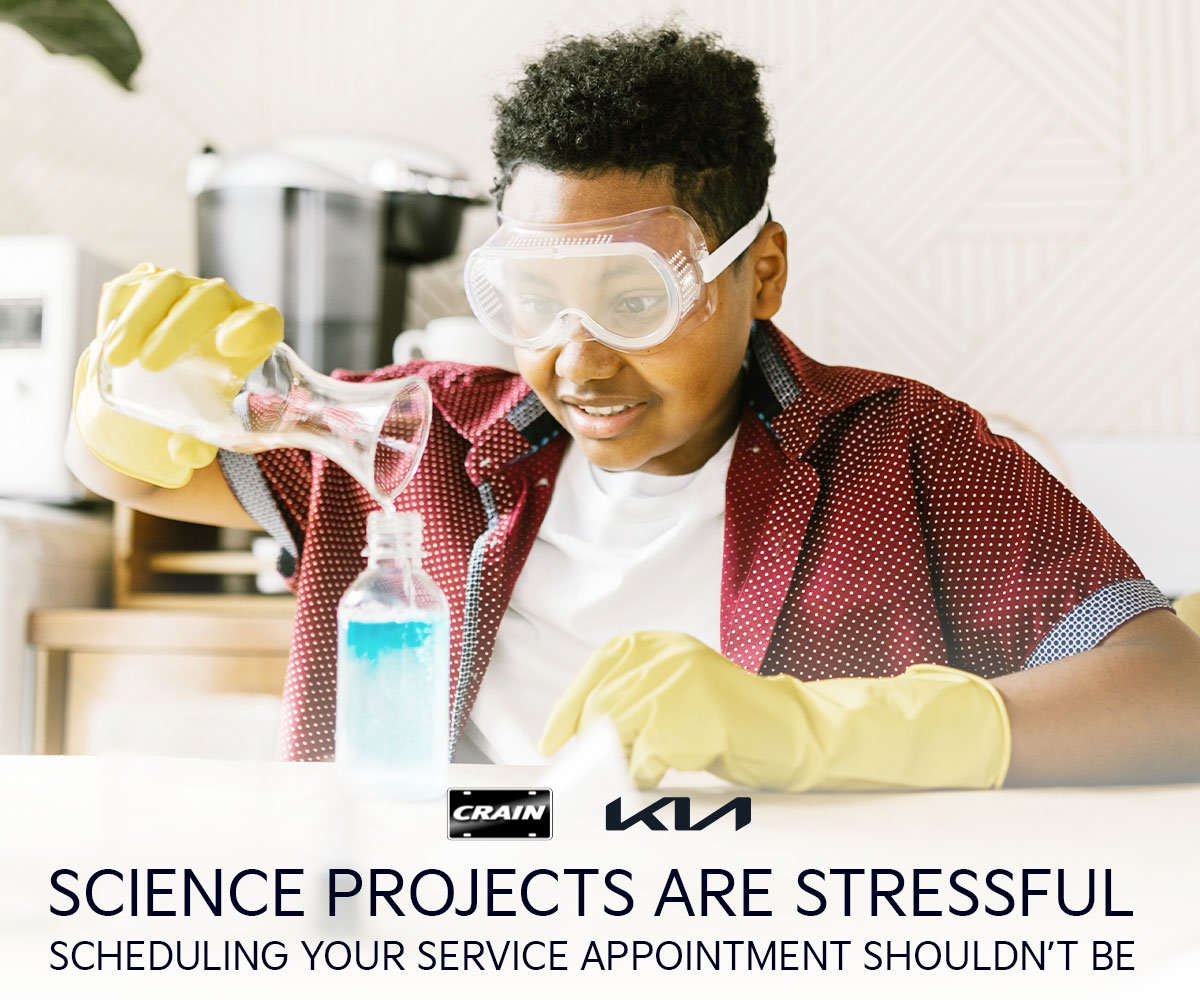 Science projects are stressful. Getting your vehicle serviced shouldn’t be. Schedule your appointment online and choose a time that works best for you. And with our free pick-up and delivery for both sales and service, you can make sure your kid’s project goes right.