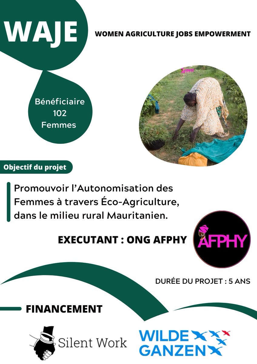 AFPHY1's tweet photo. Aujourd’hui, AFPHY a officiellement lancé son projet WAJE (Women Agriculture Jobs Empowerment) qui consiste à promouvoir l’autonomisation des femmes à travers Éco-Agriculture, dans le milieu rural Mauritanien. https://t.co/O8dOzk9HVB