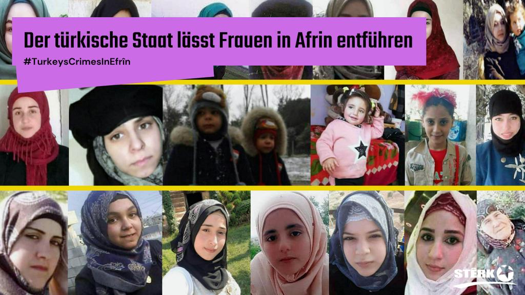 #عفرين:
تقوم الدولة التركية و المجاميع الإرهابية المرتبطة بها بخطف و إذلال النساء بشكل ممنهج و منظم.
#TurkeysCrimesInEfrin 
#Status4NordAndEastSyria
#الادارة_الذاتية