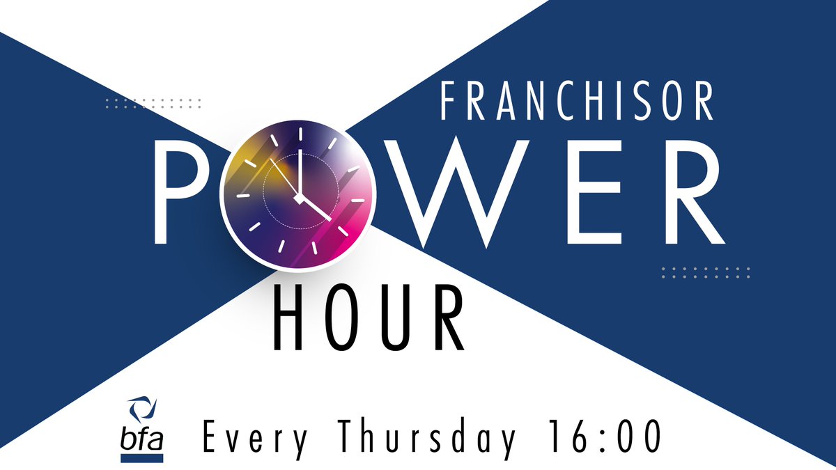 BFA_UK's tweet photo. *** Franchisor Powerhour ***

Don't miss our #FranchisorPowerhour, today at 16:00!

Discuss current hot topics and trends, both in franchising and beyond, with peers, experts and bfa staff!

Join us by clicking the following link at 4pm:

https://t.co/ZR1LgEs23o https://t.co/Ixxw5MAVC1
