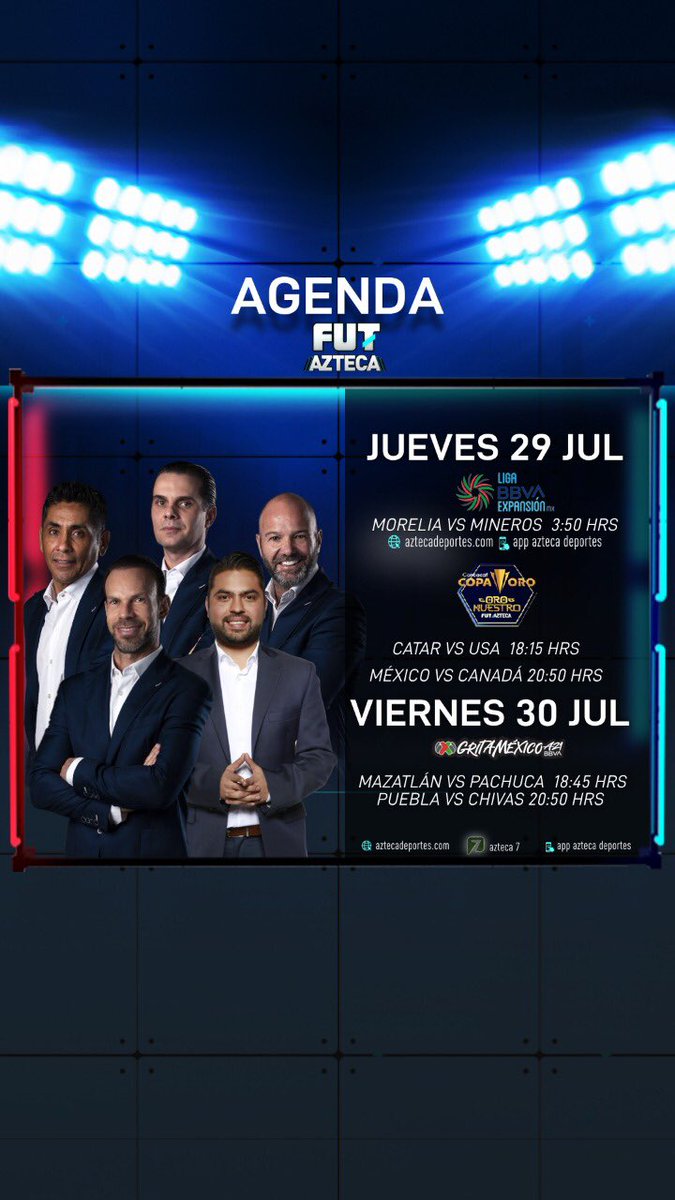 Mucho fut en <a href="/AztecaDeportes/">TV Azteca Deportes</a> para el fin de semana que ya podemos ir dando por iniciado.

Nos vemos hoy en el 🇲🇽 🆚 🇨🇦 por el pase a la final de Copa Oro 🏆