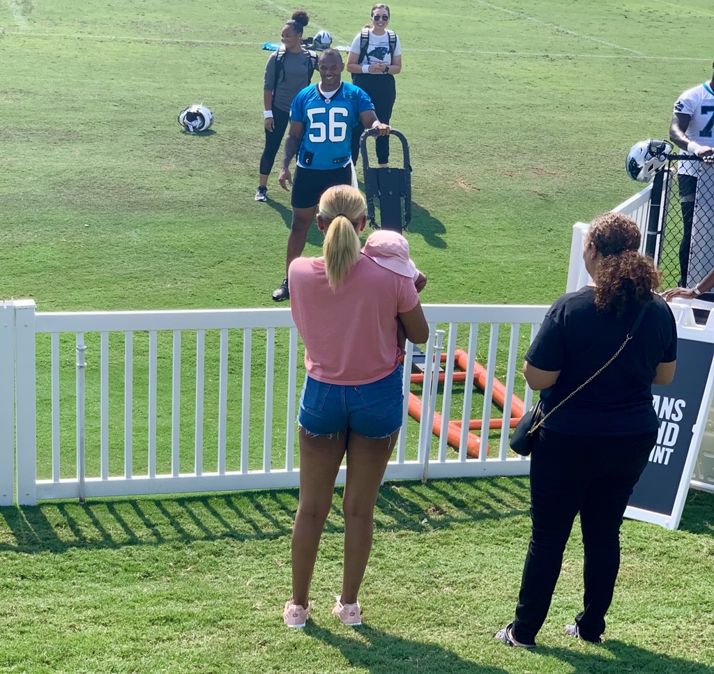 This is sweet/heartbreaking. Jermaine Carter’s girlfriend and their newborn are here, but they have to have a fence and 20 feet between them. Let’s get our damn act together so we can be normal again.