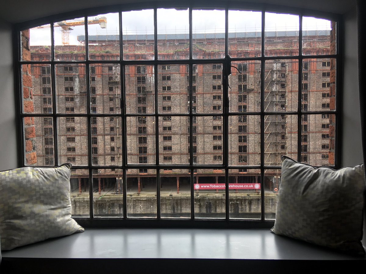 Biggest hotel room I’ve ever seen with a most unusual view. #TitanicLiverpool #industrialchic