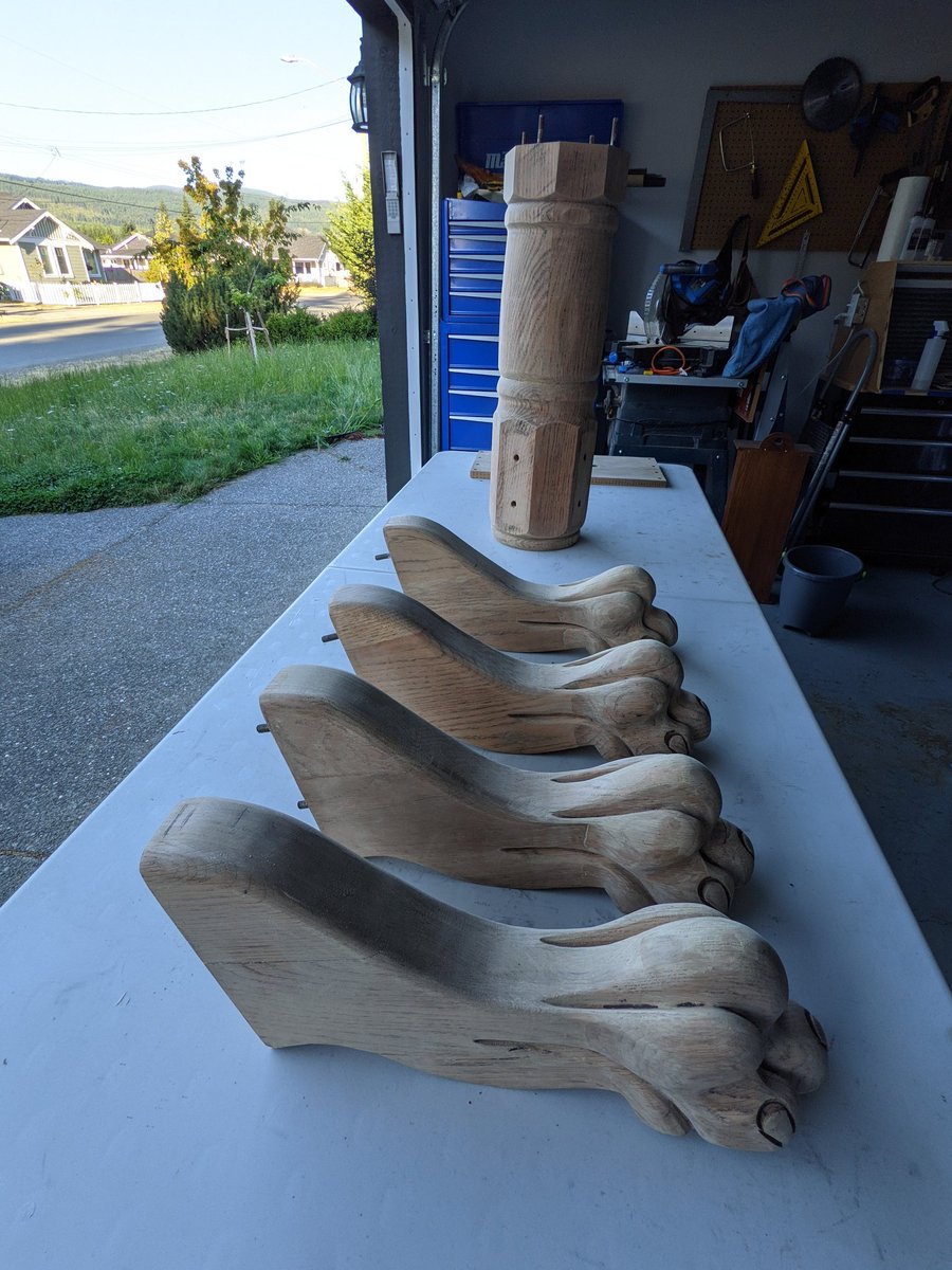 TheLazyBeaver's tweet photo. Bottom pieces of the table are stripped sanded and ready for staining.  I seriously underestimated the time commitment of this project https://t.co/JKVYpwlrRI
