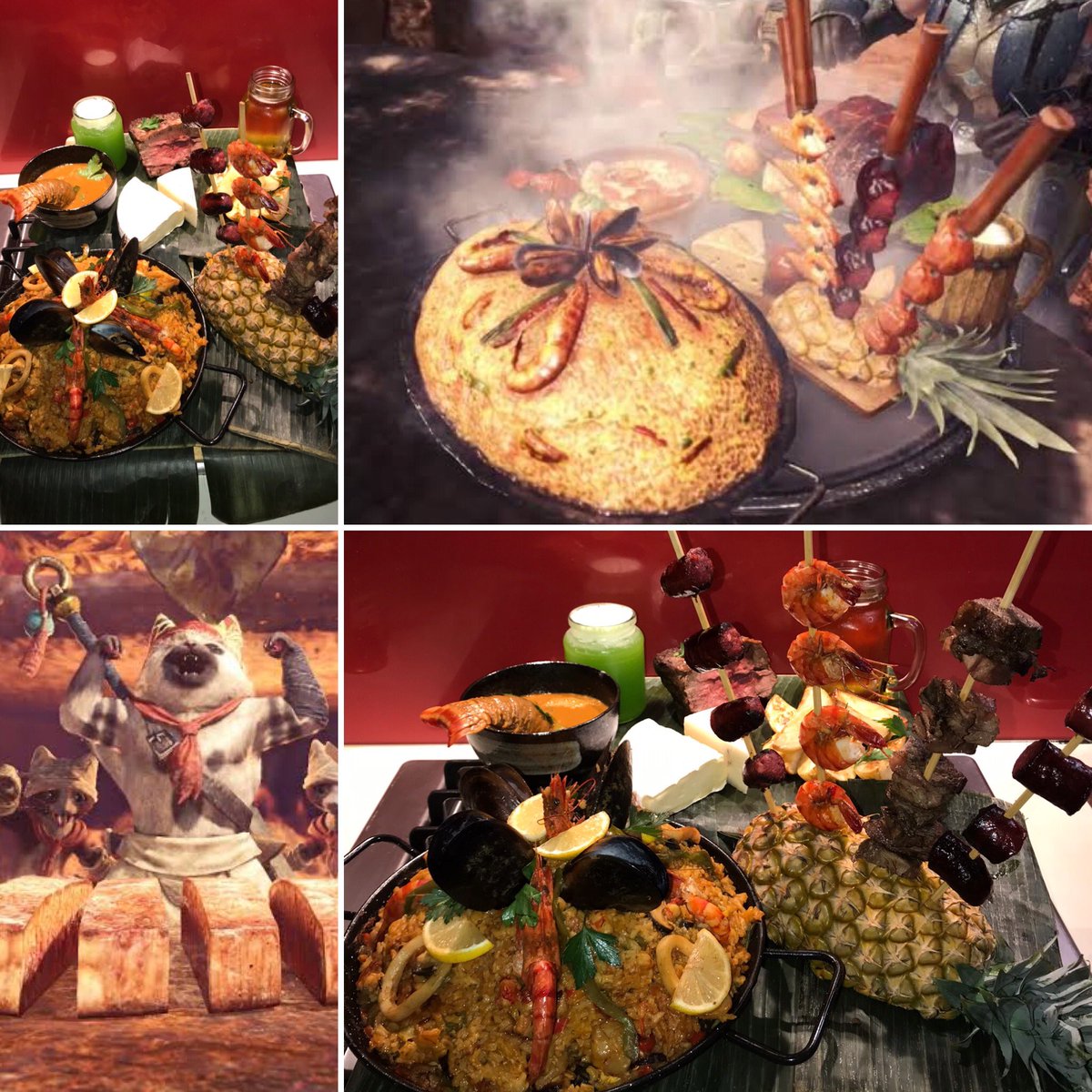Tropical_Rei_'s tweet photo. All of the @monsterhunter food I’ve created IRL on stream! 

Loving this game so much since MH1 and its delicacy in the game! 

I love you MH! 😍

MHW chefs platter
MHR Dango
MHST2 Donuts!

#monsterhunter https://t.co/AimVuexIu3