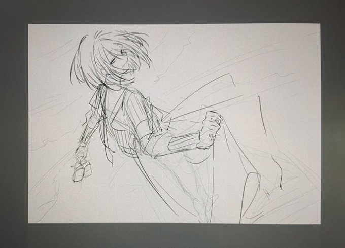 ポートフォリオ用にモノクロイラスト&amp;女の子&amp;人物にパースがついたものを描こうとしています 
