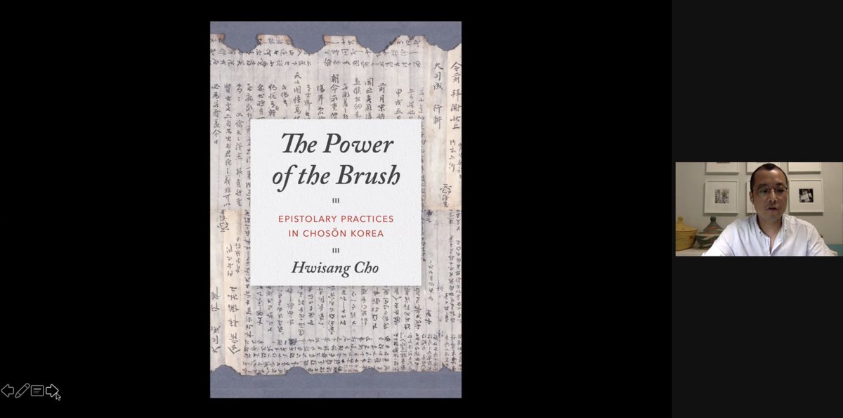 kinohin's tweet image. One of my favorite books I read this year: Hwisang Cho on epistolary writing in early modern Korea. Among other things, Cho identifies and explores the unusual practice of spiral writing in letters, underscoring the haptics of reading them #SHARP2021 #MovingTexts2021