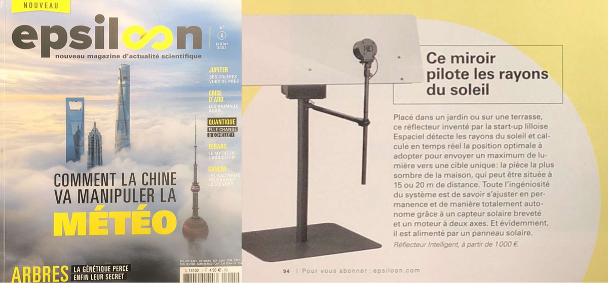 #parutionpresse
Le #réflecteurintelligent <a href="/Espaciel_SAS/">Espaciel</a> a fait récemment son apparition dans le premier numéro du tout nouveau magazine d'actualité #scientifique indépendant <a href="/Epsiloon_mag/">Epsiloon</a>☀️
#espaciel #innovation #startup
