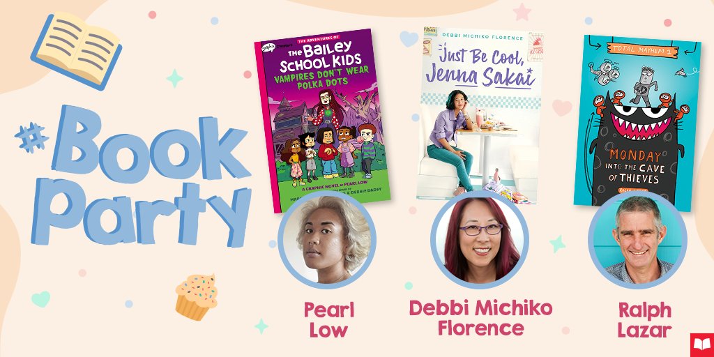 Scholastic's tweet image. Our next Instagram Live #BookParty is all about vampires, mayhem, and keeping it cool! Wednesday, August 4 at 7pm ET, join three new release authors — Pearl Low (@fumi_chun), Debbi Michiko Florence, and Ralph Lazar — as we celebrate their book birthdays! See you at the party!