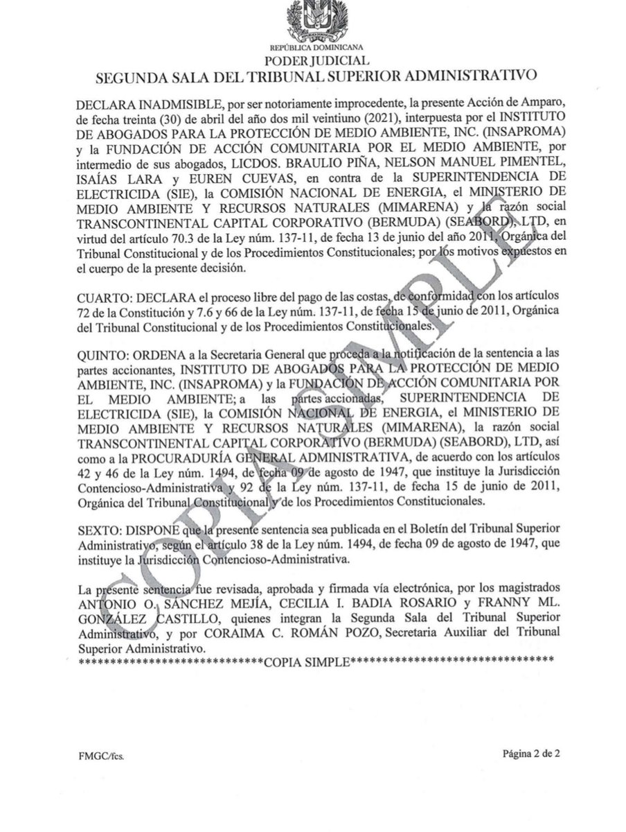 ArmandoGRodrigz's tweet image. #Seaboard #INSAPROMA #Miedoambientalismo Sentencia del TSA Favorable a nosotros ⁦@SusanaGautreau⁩ ⁦@estebandelgadoq⁩ ⁦@JaironSeverino⁩ ⁦@rcavada⁩ ⁦@huchilora⁩ ⁦@MartinezPozo⁩ ⁦@ConsueloDesprad⁩ ⁦@nuriapiera⁩