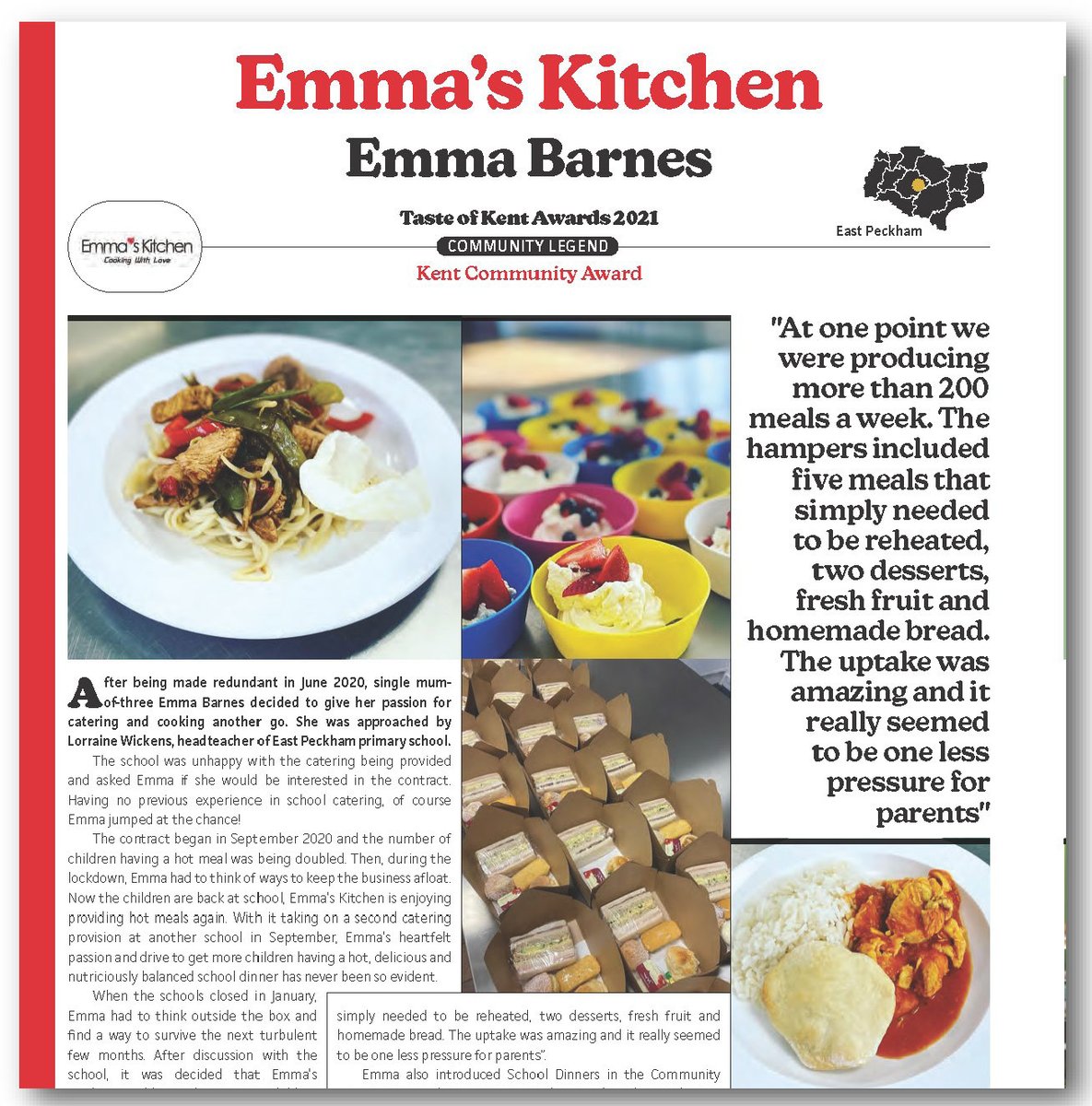 TasteKentAwards's tweet photo. Emma Barnes from Emma's Kitchen was crowned a Kent Community Legend in the 2021 awards. Discover her story &amp; find loads more stories &amp; recipes from all the finalists &amp; winners: https://t.co/jHaedp7K4x #TOKA21 #helpkentbuylocal #supportyourlocal #caringcustomer 
@emmaskitchen6 https://t.co/3zlh6MVfw8