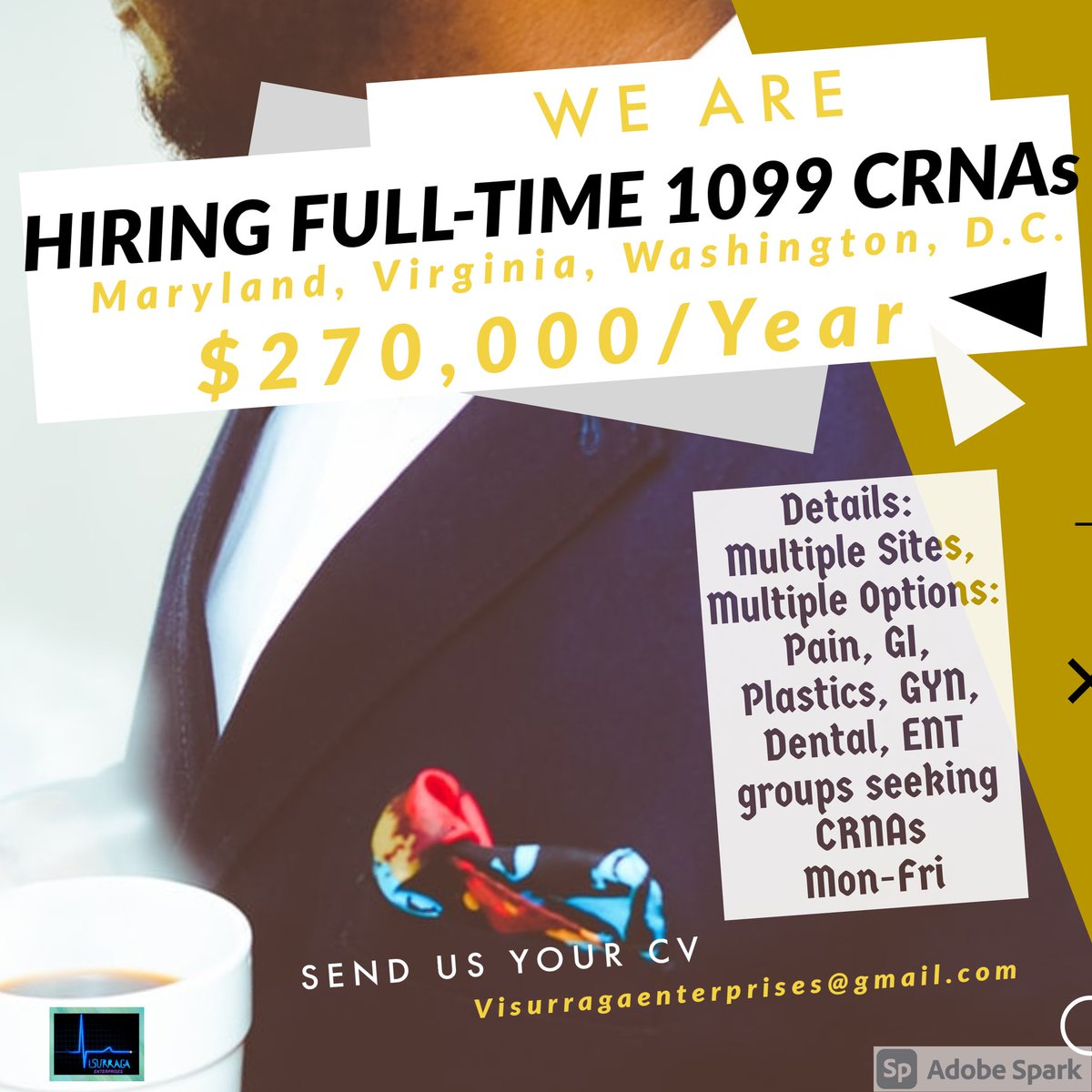 Anesthesiastaf1's tweet photo. Breaking News:$270,000/yr, Seeking 2 FT1099 CRNAs in MD, VA, DC #crna #nurseanesthetist #diversitycrna #blm #hbcu #instagram #facebook #twitter #nurseanesthesia #linkedin #google #maryland #virginia #washingtondc #hiring #jobs #aana #nbcrna @aanacrna @DrLenaG @LinkedIn @Twitter https://t.co/DYf6AFzovu