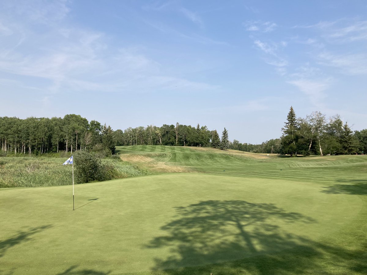 #15.  Awesome par 4.  Drive needs to be left of the bushy tree in the middle of the fairway as the hole slopes into the right side.   Once you find the fairway you will have an approach that plays less then the yardage down to this fun green complex!