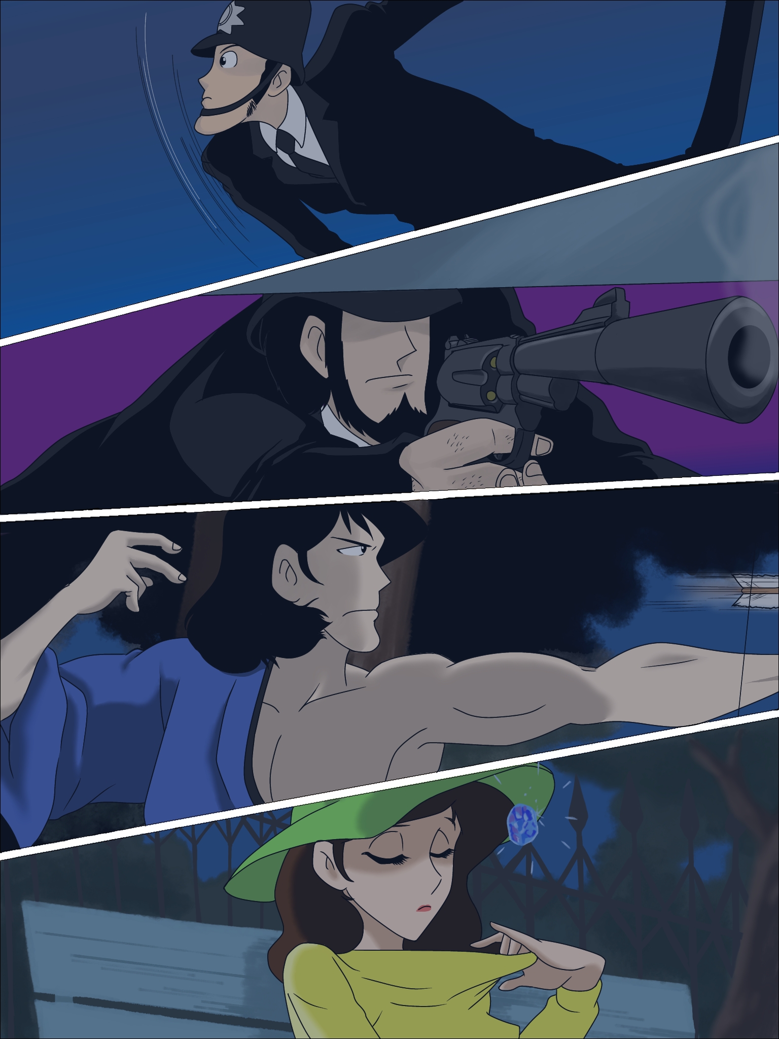 Nob 2nd 137話 華麗なるチームプレイ作戦 珍しく盗みのためにみんなで猛特訓 たった3秒間だけの暗闇の中で華麗なる連携 プレーで見事宝石をゲット タイトル通り華麗なるチームプレイがカッコ良すぎる 50周年ルパン三世だから記念にルパンイラストアップ再掲