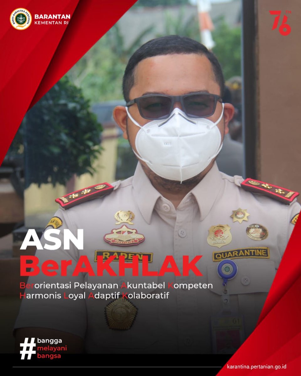karantinakepri's tweet photo. Berakhlak merupakan singkatan dari Berorientasi Pelayanan, Akuntabel, Kompeten, Harmonis, Loyal, Adaptif, Kolaboratif.

#ASNBarantanSiap✊
#TransformasiASN
#BanggaMelayaniBangsa
#KarantinaPertanian
#KarantinaPertanianTanjungpinang https://t.co/1fmghJ27qW