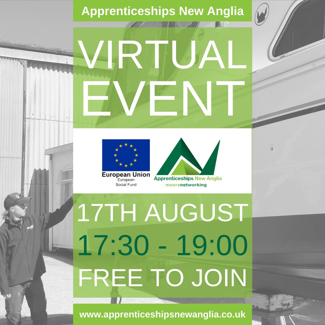 🎉 Virtual Event 🎉

Apprenticeships New Anglia is hosting a virtual event after results day for people that are unsure of their next steps. It is free to attend and ANYONE can join ✔

To register for your free ticket, follow this link: eventbrite.co.uk/e/find-your-ap…

#Apprenticeships