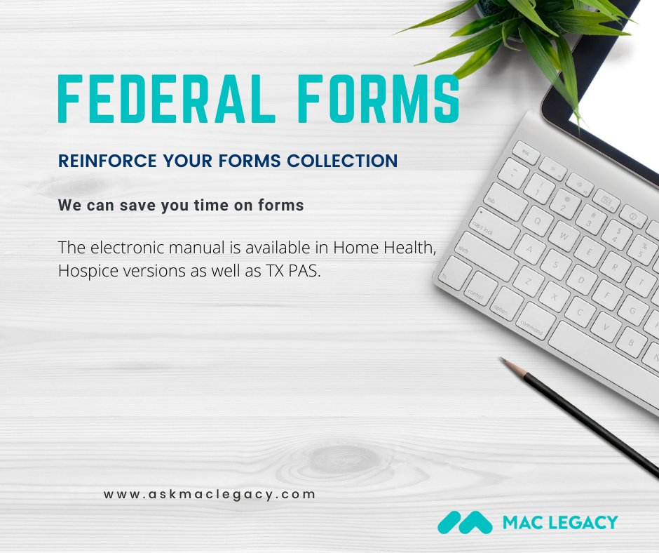 askmaclegacy's tweet photo. Do you spend time searching or creating necessary forms to keep your agency running smoothly and in compliance? Our Federal Forms Manual has everything you need at your fingertips and MORE! 

Get yours today at https://t.co/uHf06t7nnJ

#homehealth #hospice #PAS #askmaclegacy https://t.co/TpnyUISaeb
