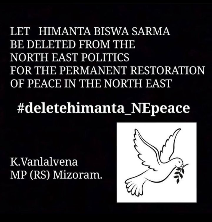 Emily_Czennie's tweet photo. We support K.Vanlalvena,honorable MP of Mizoram!!
#HimantaIsTheProblem https://t.co/Pwdq8THS8R