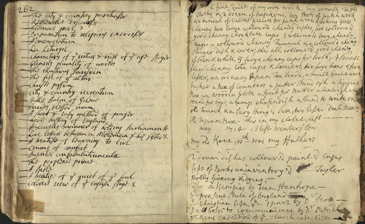 An extremely interesting (and new to me) manuscript catalog of the personal library of Anne Thistlethwayte, ca. 1690, containing a list of a 138 books, separated by format. BPL MS q Eng.551. #herbook