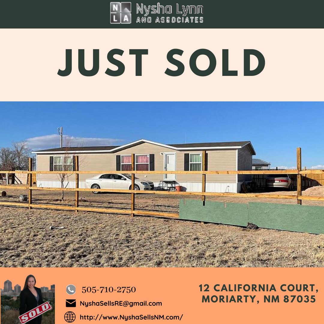 12 California Court, Moriarty, NM 87035 has officially SOLD!
I can help you sell yours too! Call me at 505-710-2750
#realestateagents #realestatesales #realestategoals #listingagent #realestatetipsforbuyers #homeowner