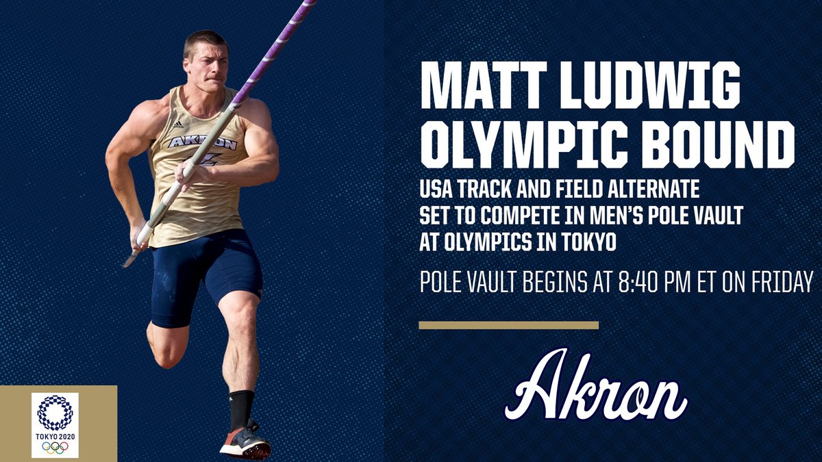 🚨 👏👏 Congrats to <a href="/ZipsTFCC/">Akron Zips Track/CC</a> alum &amp; <a href="/uakron/">The University of Akron</a> graduate <a href="/Matt_Ludwig_23/">Matt Ludwig</a> who is en route to Tokyo today to compete for Team USA in the men's pole vault at the Olympics on Friday, July 30, at 8:40 pm ET.

#FindAWay 🦘