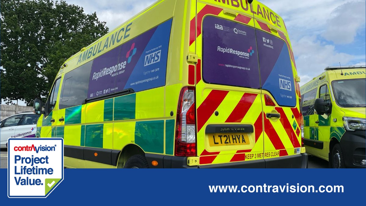 Contra_Vision's tweet photo. We love sharing innovative uses for Contra Vision one-way vision window film, so our #applicationofthemonth for July is ambulance wraps!
You can learn about more applications on our website: https://t.co/WbvAKo3cp6
#contravision #perforatedvinyl #perforatedwindowfilm https://t.co/TXbVvnAaRY