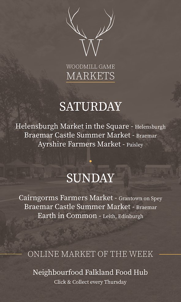 Woodmill Game (@woodmillgame) on Twitter photo Hello Game Friends, here's where to find us this week 🦌
- #HelensburghMarketintheSquare - <a href="/ExclHighlands/">ExclusivelyHighlands</a> - <a href="/Braemarcastle/">Braemar Castle</a> - #AyrshireFarmersMarket - <a href="/CairngormsFM/">Cairngorms Farmers M</a> - <a href="/Earth_in_Common/">Earth in Common</a> - <a href="/NeighbourfoodF/">Neighbourfood Falkland</a> Hello Game Friends, here's where to find us this week 🦌
- #HelensburghMarketintheSquare - <a href="/ExclHighlands/">ExclusivelyHighlands</a> - <a href="/Braemarcastle/">Braemar Castle</a> - #AyrshireFarmersMarket - <a href="/CairngormsFM/">Cairngorms Farmers M</a> - <a href="/Earth_in_Common/">Earth in Common</a> - <a href="/NeighbourfoodF/">Neighbourfood Falkland</a>