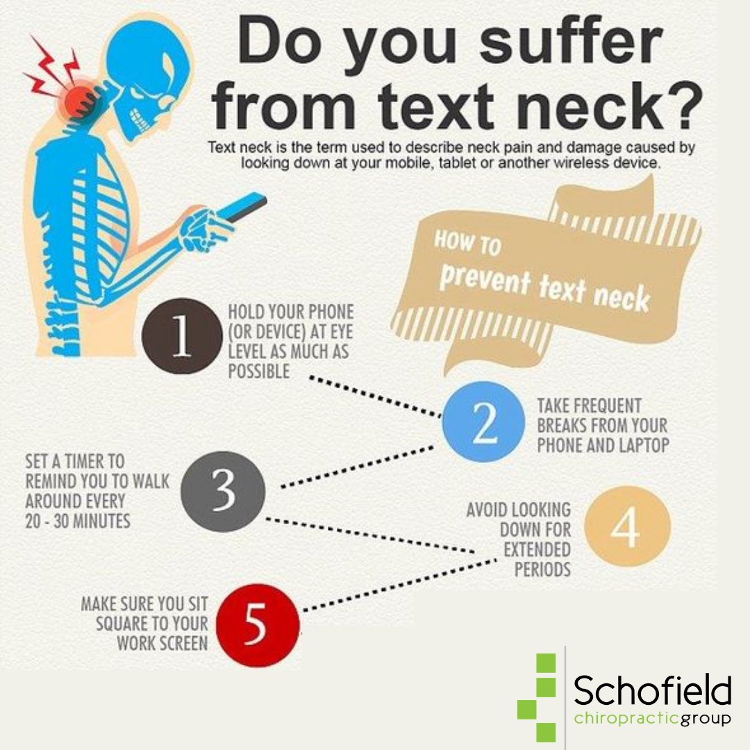 Here are some easy tips to avoid "text neck"!  #ChiropracticCare #StartsWithTheSpine #CedarValleyCare #SchofieldChiropractic