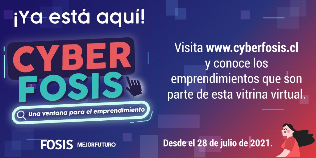 ¡#CyberFOSIS ya está aquí! 

Te invitamos a visitar nuestra vitrina digital. Visita 📲cyberfosis.cl y descubre más de 500 emprendimientos te todo Chile con productos de gran calidad.