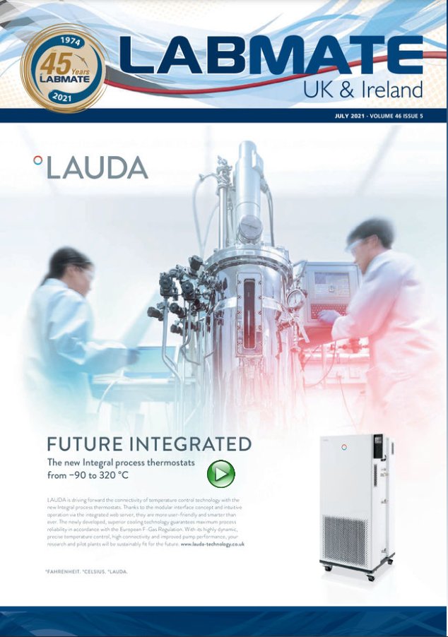 Proud to be on the front page of Labmate UK &amp; Ireland!

LAUDA Technology is here for all of your water bath, chiller and heating/cooling recirculator requirements!

To read LAUDA's full article, check out page 20:

lnkd.in/dmaUR46