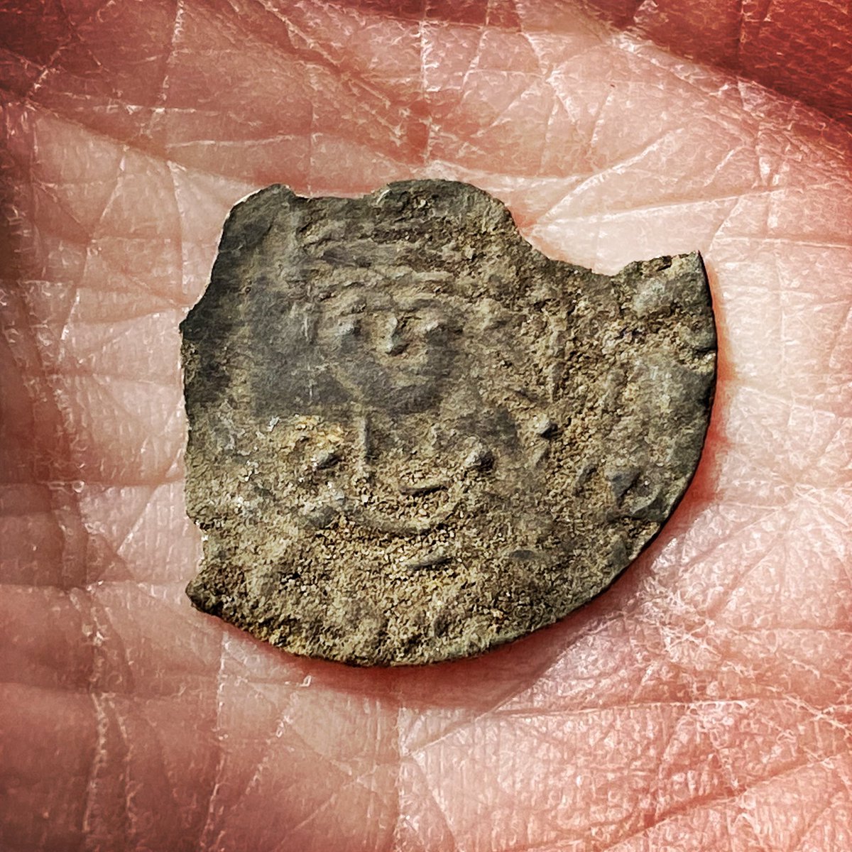 theAliceRoberts's tweet photo. Well, I came to a Norman Castle but I wasn’t quite expecting this exciting find to emerge on the one day I’m here. It was Jenny’s first day digging on an archaeological site - and she found this silver penny of William the Conqueror! #RichmondCastle #DiggingRoadtrip https://t.co/ra7oldrRym