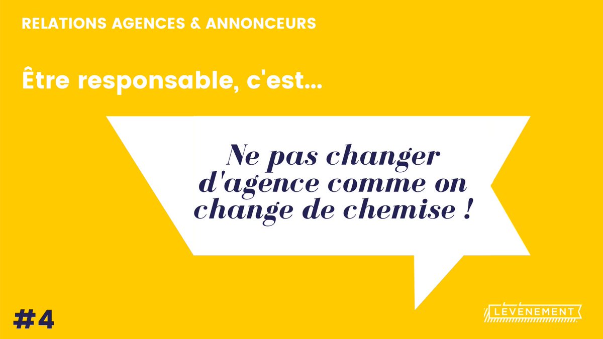 𝗟𝗲𝘀 𝗮𝗴𝗲𝗻𝗰𝗲𝘀 𝗻𝗲 𝘀𝗼𝗻𝘁 𝗽𝗮𝘀 𝗶𝗻𝘁𝗲𝗿𝗰𝗵𝗮𝗻𝗴𝗲𝗮𝗯𝗹𝗲𝘀. Pourquoi multiplier les Appels d'Offre quand on peut nouer une relation pérenne avec son agence ? 

Téléchargez le guide des relations agences-annonceurs à forte valeur ajoutée levenement.org/LESSENTIEL