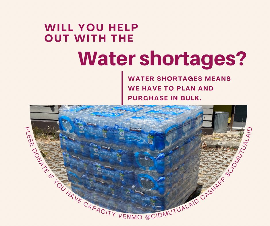 It’s hot! There’s a drought and water shortages. Housed humans are stockpiling water and that makes our work of procuring water for unsheltered residents really difficult. Water is out in many places, help us afford bulk water orders. Stay cool and hydrated. Alt in photo💛
